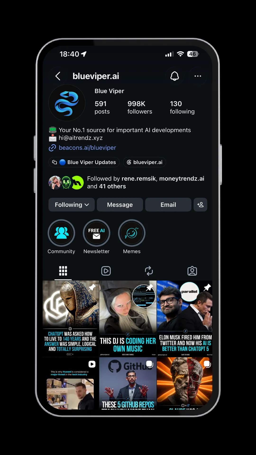 @blueviper.ai profile screenshot