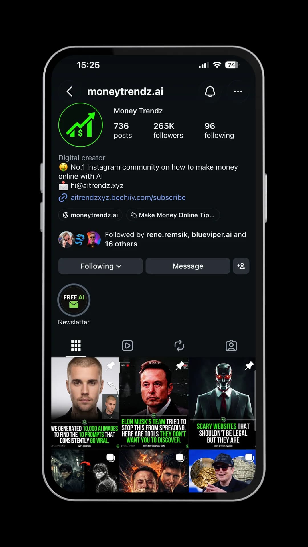 @moneytrendz.ai profile screenshot